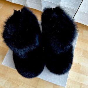 Jimmy Choo, Size 41, Dalton Flat Fur Boots (Fox Fur/Rabbit Fur).